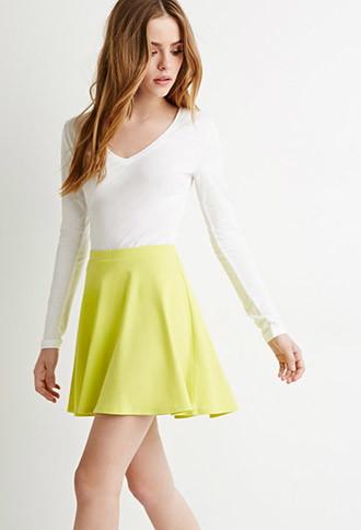 Forever21 Plus Women's  Classic Skater Skirt (lime)