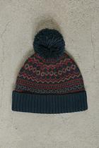 21 Men Teal & Orange Men Fair Isle Pom Pom Beanie