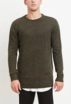 21 Men Men's  Vented-hem Marled Sweater (olive/black)