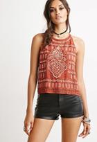 Forever21 Beaded Geo-embroidered Halter Top