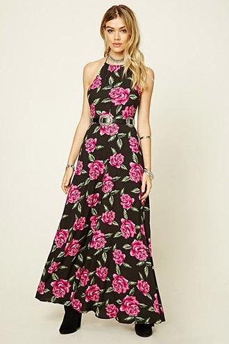 Forever21 Floral Print Halter Maxi Dress