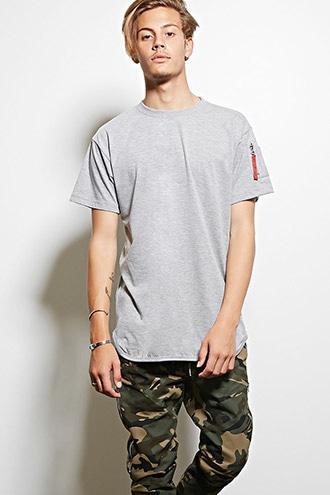 21 Men Men's  Heather Grey Victorious Zip-sleeve Tee