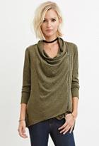 Forever21 Marled Asymmetric-front Sweater (olive)