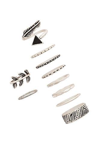 Forever21 Burnished Feather Ring Set