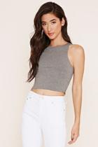 Forever21 Plus Women's  Heather Grey Heathered Knit Crop Top