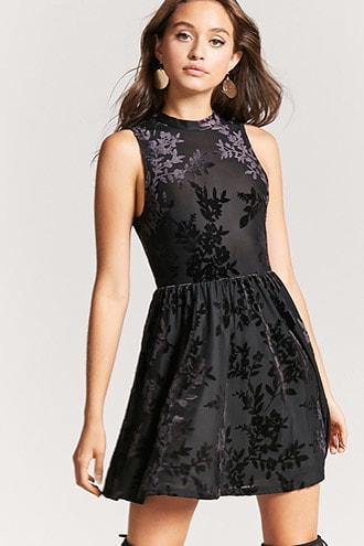 Forever21 Velvet Burnout Skater Dress