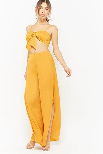 Forever21 Satin Side-slit Palazzo Pants