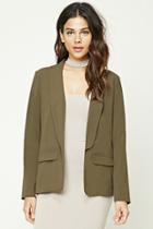 Forever21 Women's  Olive Open-front Longline Blazer