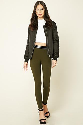 Forever21 Women's  Contrast Striped Leggings