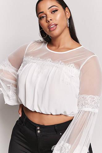 Forever21 Plus Size Eyelash Lace Crop Top