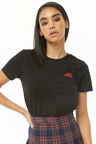 Forever21 Hot Honey Embroidered Graphic Tee