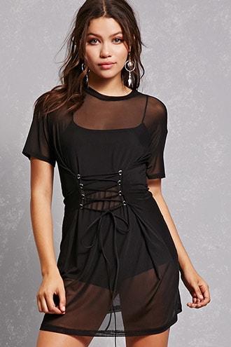 Forever21 Sheer Corset-waist Dress