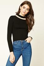 Forever21 Women's  Ribbed Cutout Front Top
