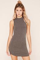Forever21 Women's  Charcoal Ribbed Knit Bodycon Dress