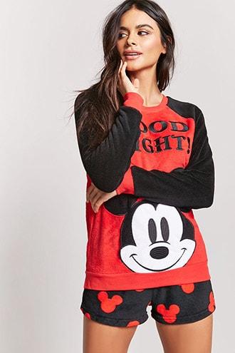 Forever21 Fleece Mickey Mouse Pajama Set