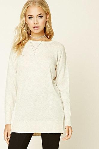 Love21 Women's  Oatmeal Contemporary Tunic Sweater