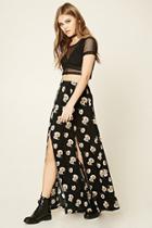 Forever21 Floral Side-slit Maxi Skirt