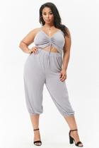 Forever21 Plus Size Ruched Drawstring Cutout Cami Jumpsuit
