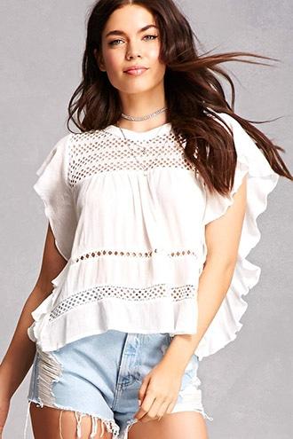 Forever21 Aryn K Crochet Ruffle Top