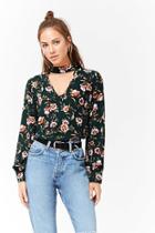 Forever21 Floral V-cutout Top