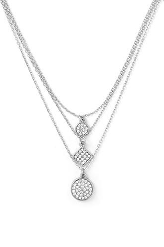 Forever21 Silver Rhinestone Layered Necklace