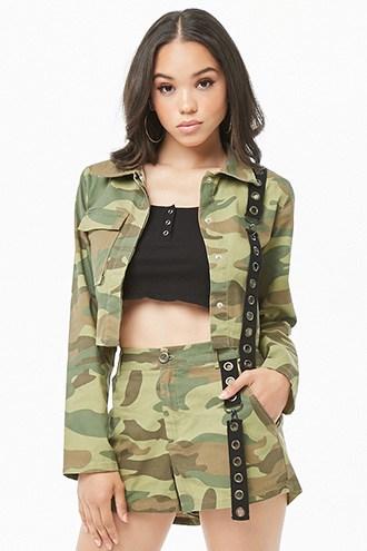 Forever21 Camo Jacket & Shorts Set