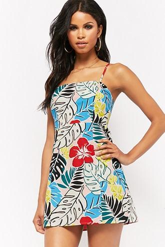 Forever21 Multicolor Foliage Print Mini Dress