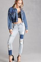 Forever21 Women's  Denim Distressed Colorblock Jeans