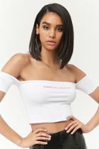 Forever21 Off-the-shoulder Graphic Crop Top