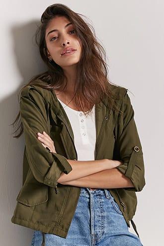 Forever21 Zip-front Hooded Jacket