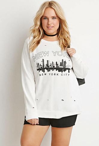 Forever21 Plus New York Distressed Sweatshirt