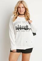 Forever21 Plus New York Distressed Sweatshirt