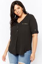 Forever21 Plus Size Textured Button-front Top