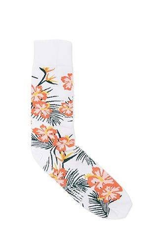 Forever21 Men Richer Poorer Floral & Leaf Print Crew Socks