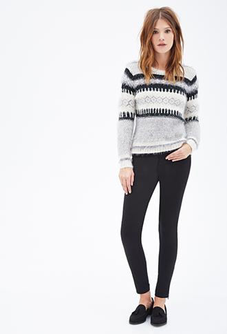Forever 21 Zippered-ankle Skinny Jeans Black 28
