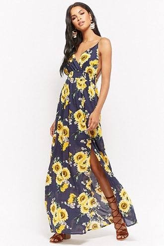 Forever21 Sunflower Print Maxi Dress