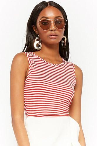 Forever21 Striped Caged Back Crop Top