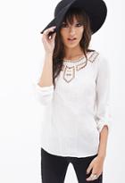 Forever21 Mosaic Cutout Embroidered Blouse