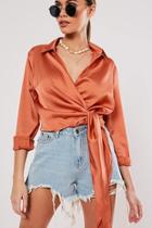 Forever21 Missguided Satin Wrap Top