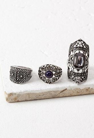 Forever21 Faux Stone Etched Ring Set