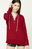 Forever21 Lace-up Hooded Top