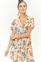 Forever21 Tropical Floral Print Button-front Dress