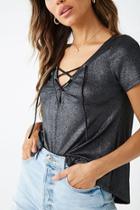 Forever21 Metallic Lace-up Tee