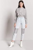 Forever21 Sequin-panel Ankle Jeans