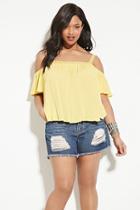 Forever21 Plus Women's  Yellow Plus Size Off-the-shoulder Top
