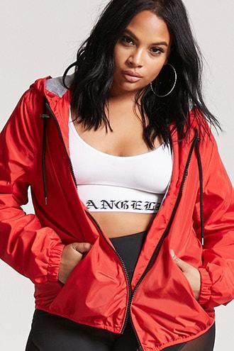 Forever21 Plus Size La Graphic Hooded Windbreaker
