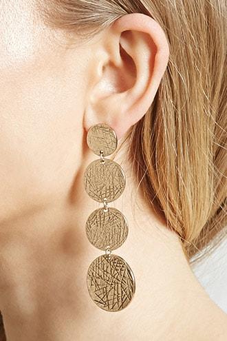 Forever21 Etched Disc Drop Earrings