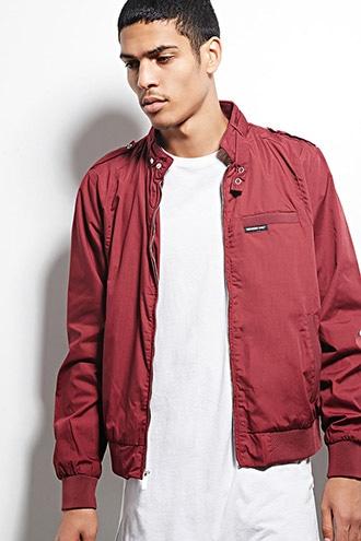 21 Men Men's  Burgundy Members Only Racer Jacket