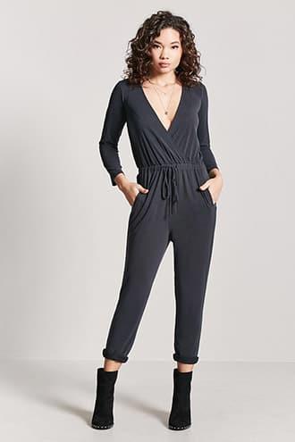 Forever21 Surplice Drop-crotch Jumpsuit