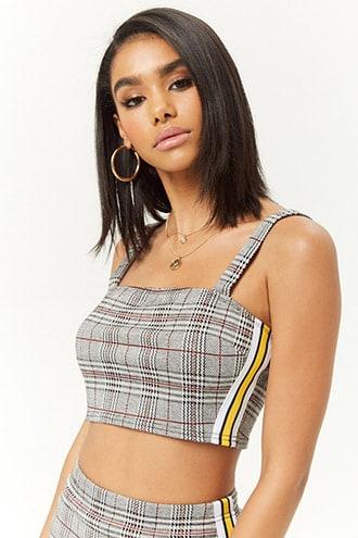 Forever21 Glen Plaid Side-striped Crop Cami